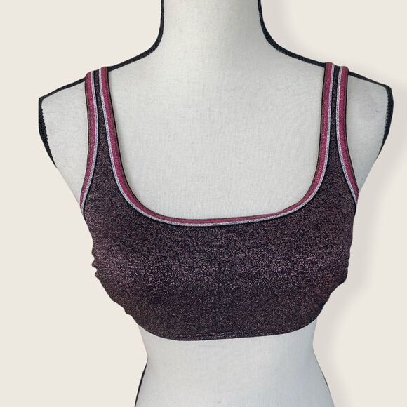 Xhilaration Swimsuit Rose Gold Sparkle Bikini Top - Picture 1 of 5